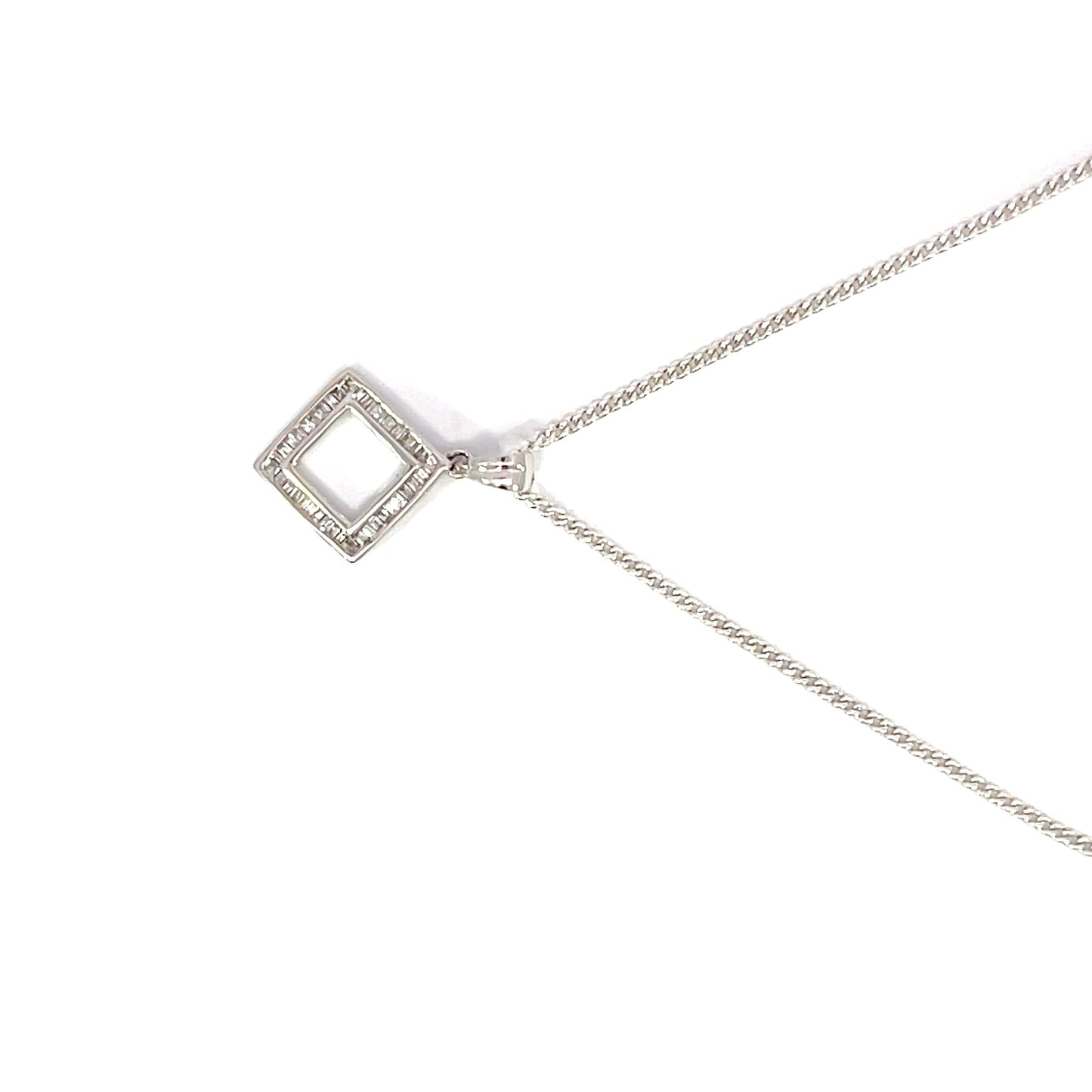 Square Diamond Pendant | 18ct White Gold