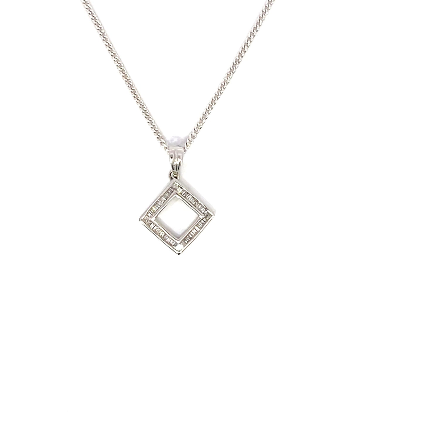 Square Diamond Pendant | 18ct White Gold