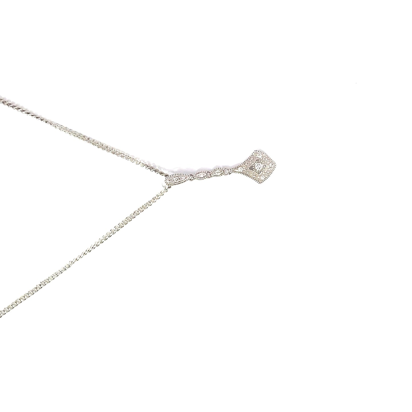 Vintage Diamond Drop Pendant | 9ct White Gold