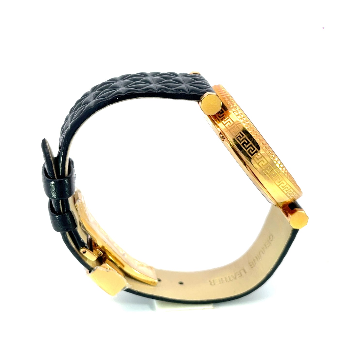 Versace Quartz Watch – Rose Gold & Black Leather 38mm Model: VQG04-0015
