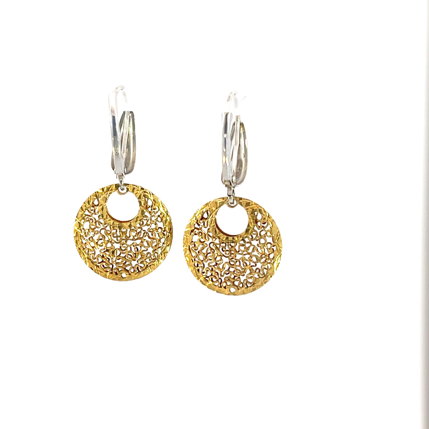 Kieran | 9ct Yellow Gold Filigree Circular Drop Earrings
