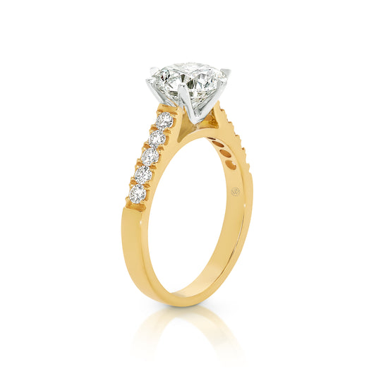 Tandice | 6 Claw Solitaire Cathedral Shoulders Engagement Ring