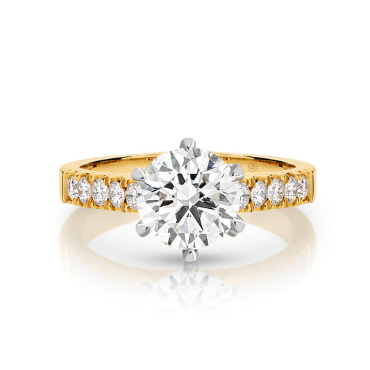 Tandice | 6 Claw Solitaire Cathedral Shoulders Engagement Ring