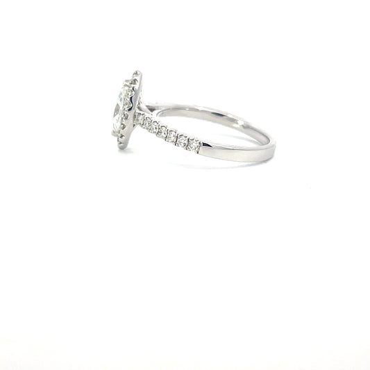 Lana | 18ct White Gold Natural Marquise Diamond Engagement Ring with Halo