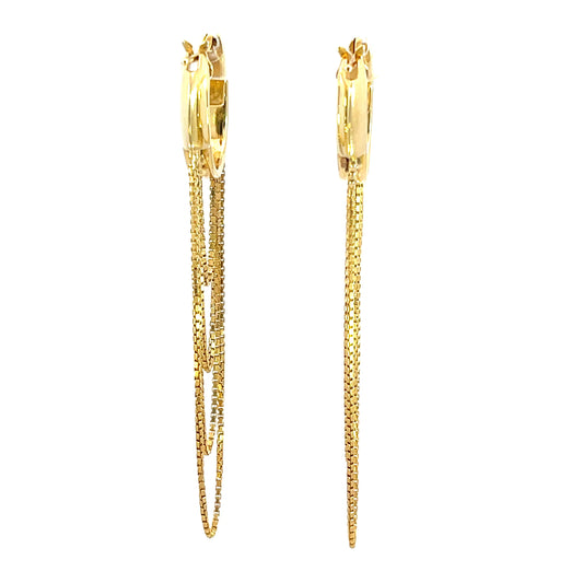 Layered Box Chain Drops | 18ct Yellow Gold Huggie Earrings