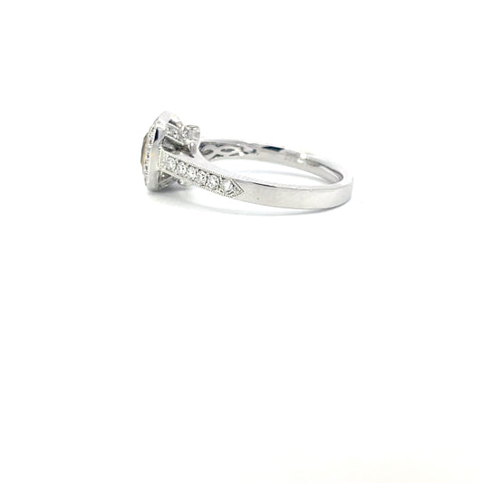 Aleks | 18c White Gold & Yellow Gold Bezel-Set Fancy Yellow Cushion Cut Diamond Engagement Ring