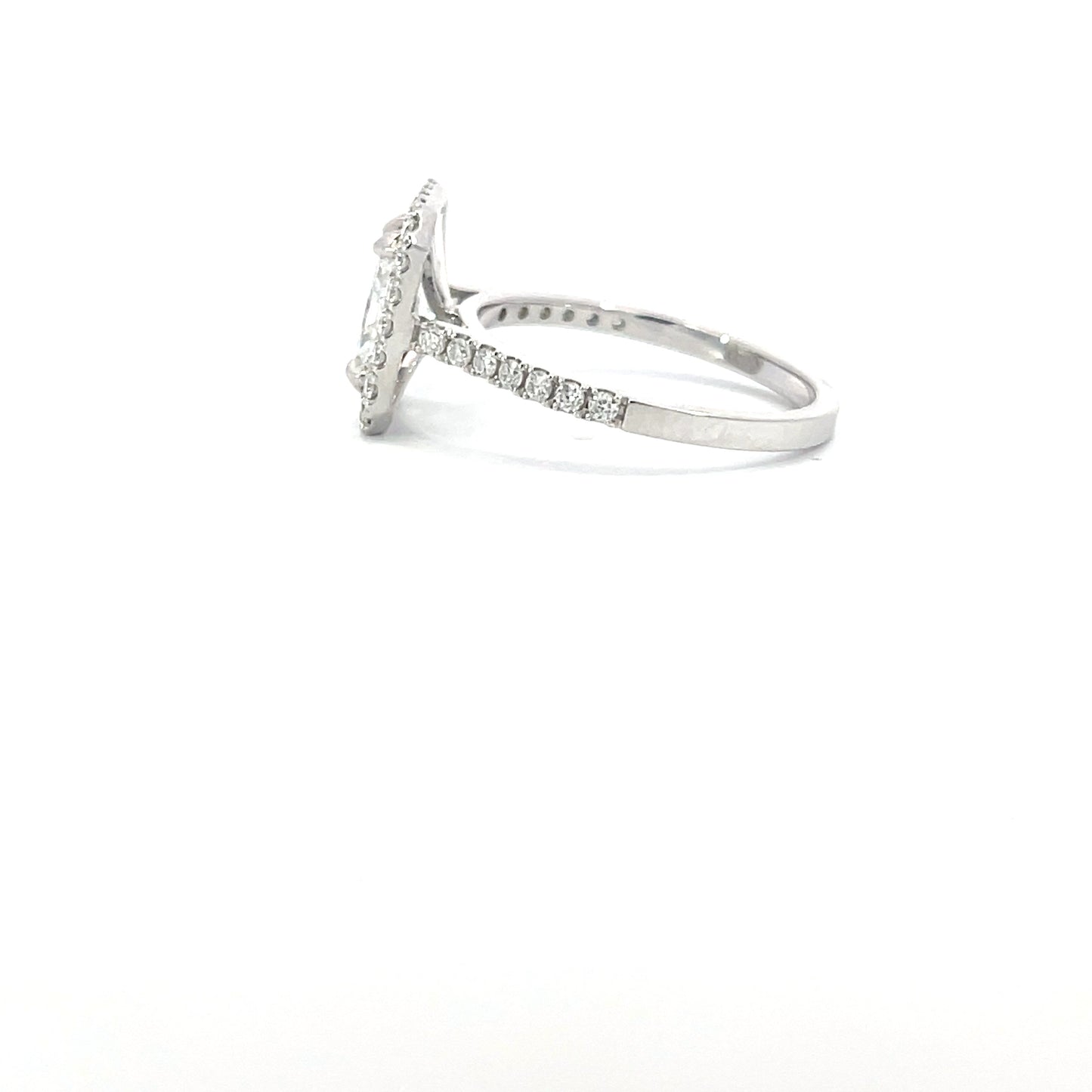 Clarissa | 18ct White Gold Radiant Cut Lab Grown Diamond with Natural Diamond Halo