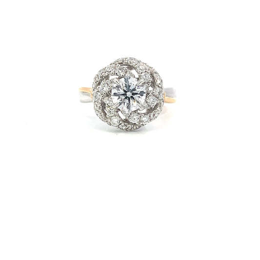 Blanca | 18ct Two Tone Brilliant Cut Lab Grown Diamond Engagement Ring with Swirl Halo