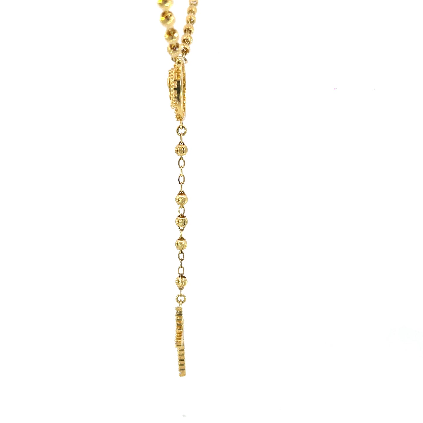 Beaded Rosary Necklace with Religious Pendants | 9ct Yellow Gold Diamond-Cut