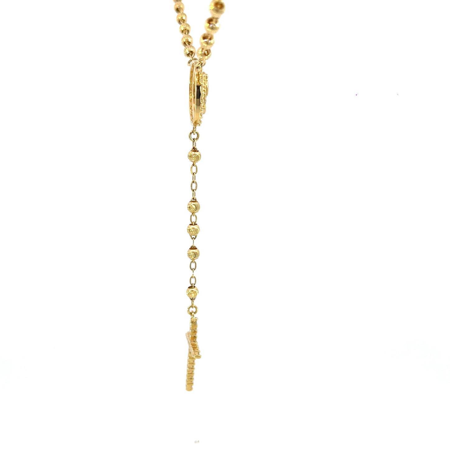 Beaded Rosary Necklace with Religious Pendants | 9ct Yellow Gold Diamond-Cut