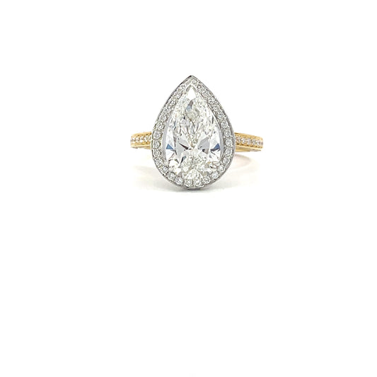 Andi | 18ct White Gold Pear Cut Lab Grown Diamond Engagement Ring with Natural Diamond Halo