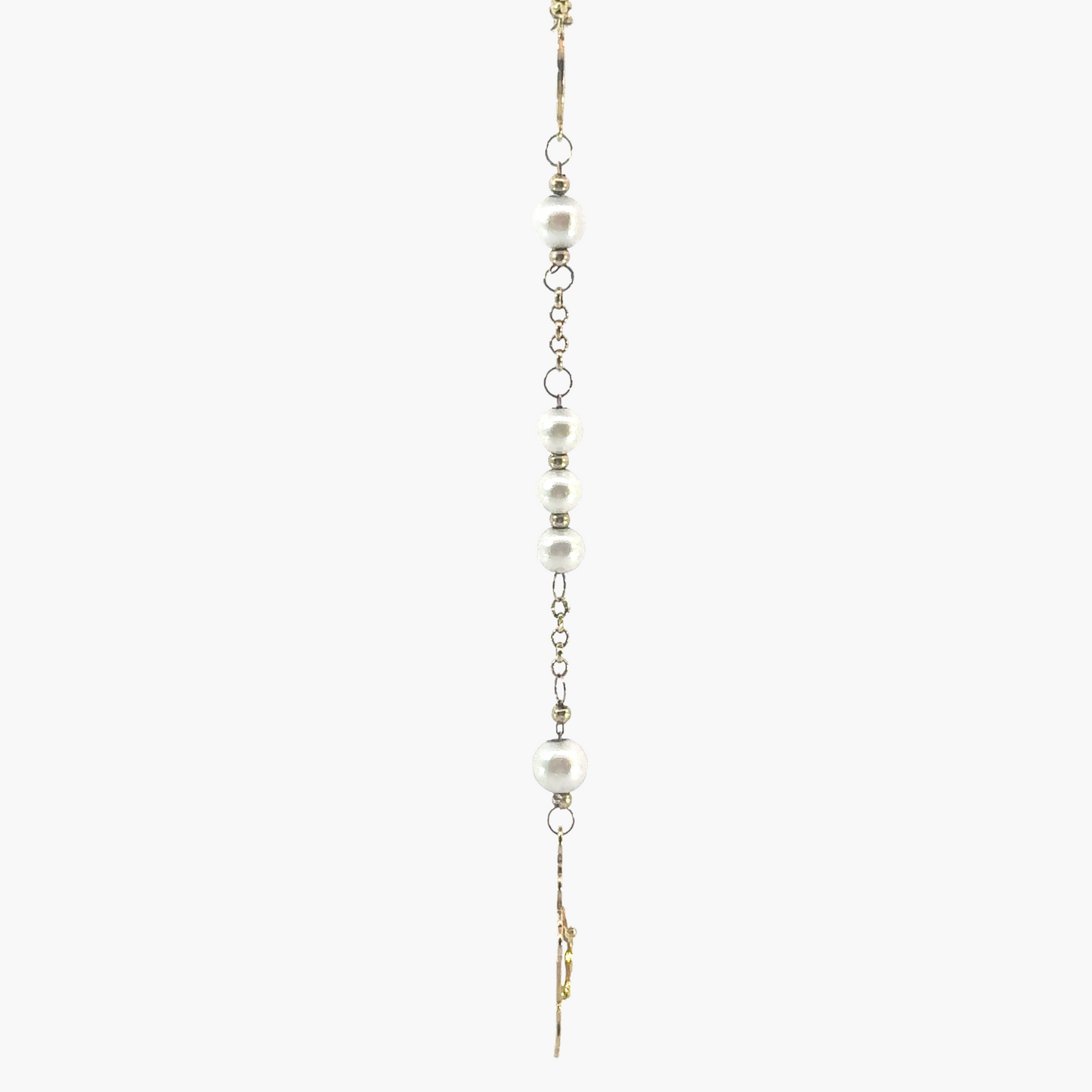 10ct Yellow Gold Pearl and Beaded Rosary Necklace with Crucifix – 70cm + 8.5cm Drop