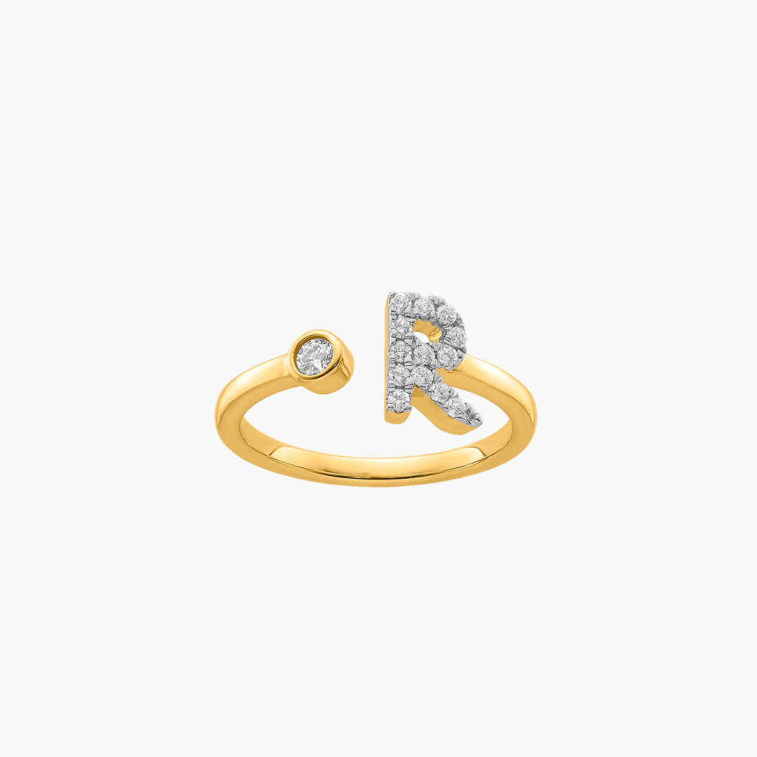 Diamond Initial Ring | 18ct Yellow Gold