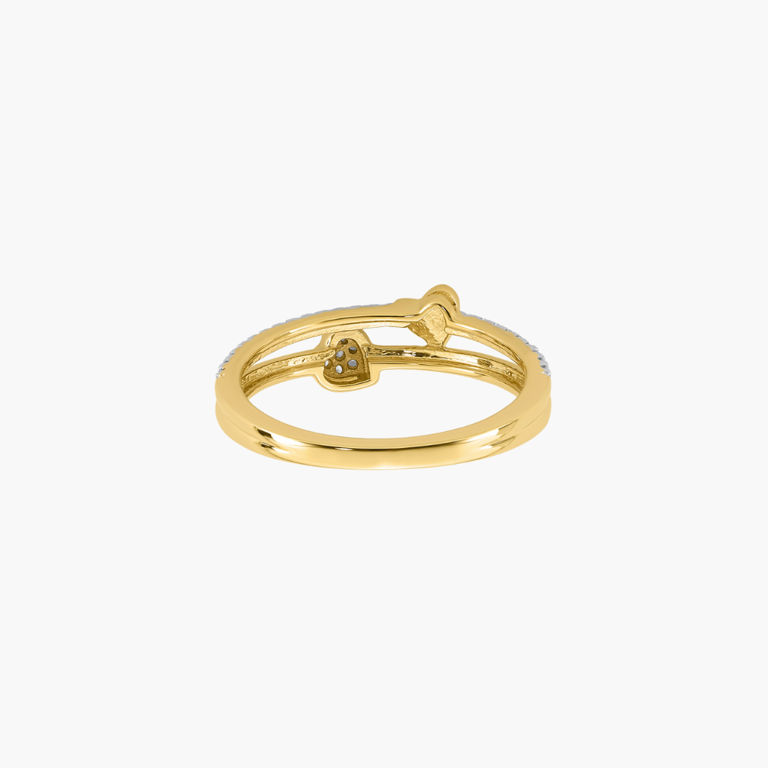 18ct Yellow Gold Double Heart Diamond Ring