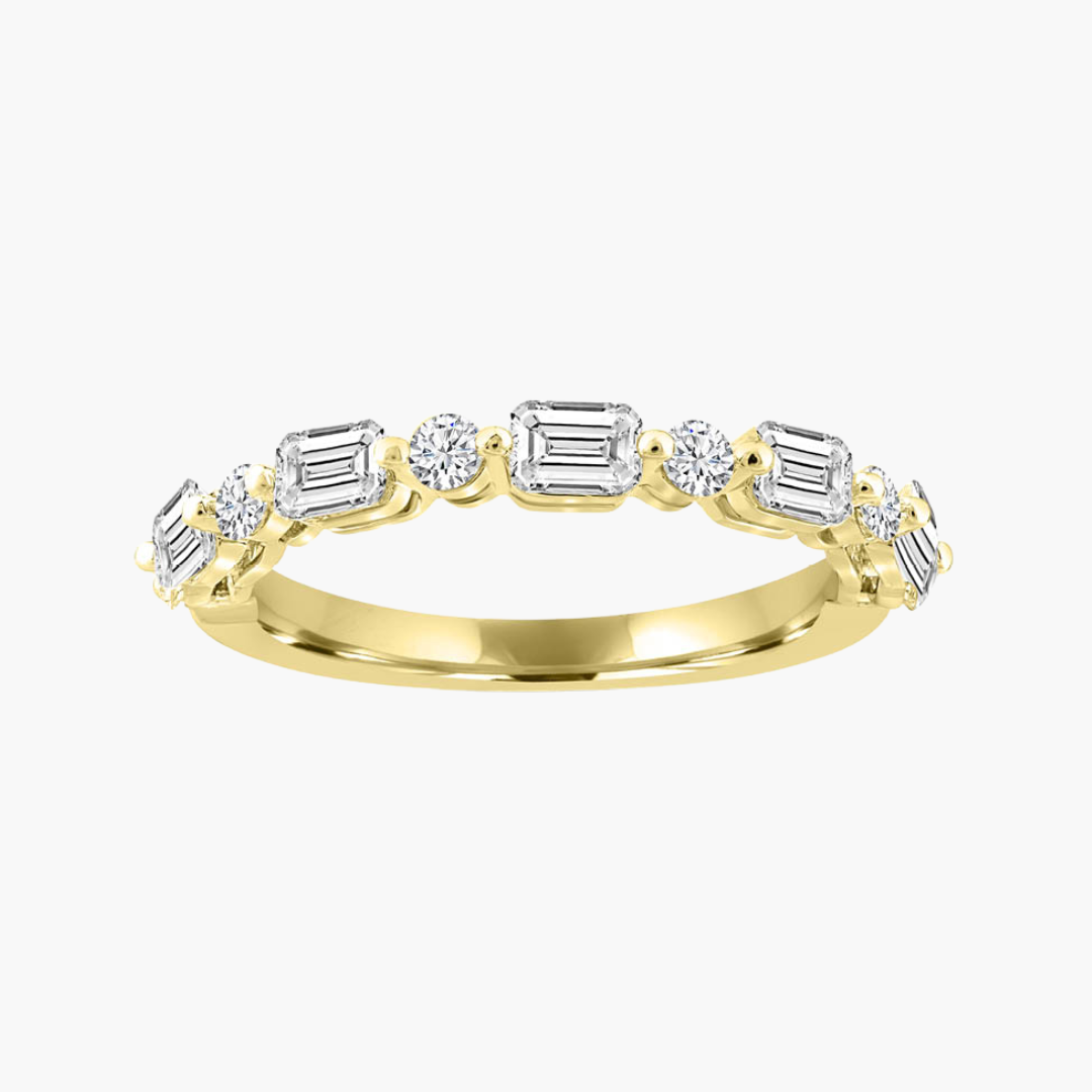 Alternating Round and Emerald Cut Diamond Band in 18ct White Gold 1.00ct F/VS2 Lab-Grown