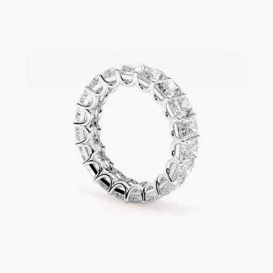 Rose | 18ct White Gold Lab Grown Radiant Cut Diamond Eternity Band – 6.72ct D–E/VS
