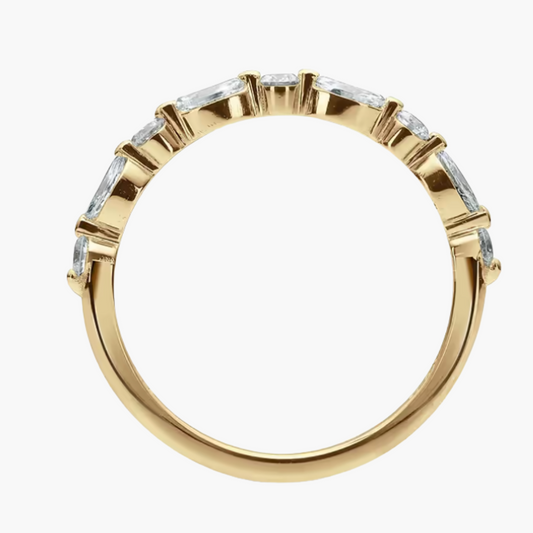 18ct Yellow Gold Alternating Marquise & Round Diamond Necklace – 0.54ct