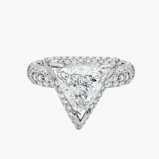 Rachel | Triple Pavé Diamond Band Engagement Ring with Hidden Halo & High-Set Solitaire