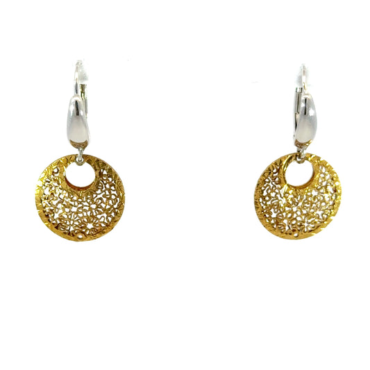 Kieran | 9ct Yellow Gold Filigree Circular Drop Earrings