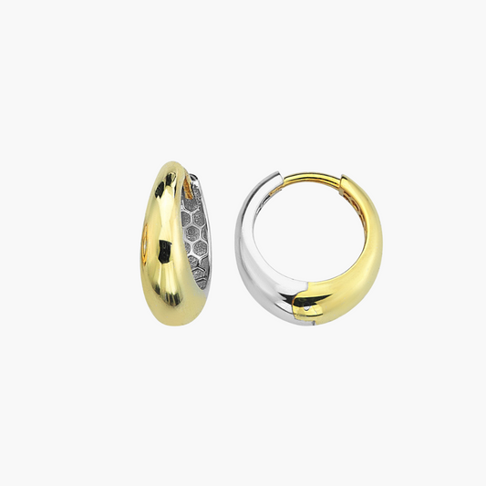9ct Two Tone Oval Shape Huggies