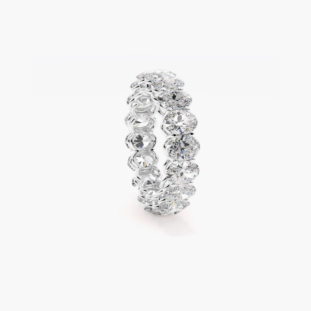 Elisha | 18ct White Gold Lab Grown Oval Cut Diamond Eternity Band – 4.03ct D-E/VS