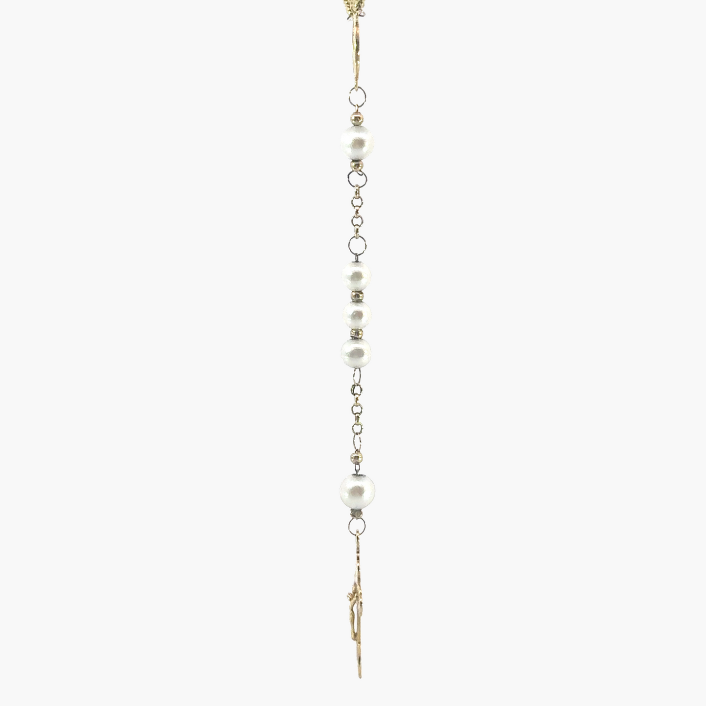 10ct Yellow Gold Pearl and Beaded Rosary Necklace with Crucifix – 70cm + 8.5cm Drop