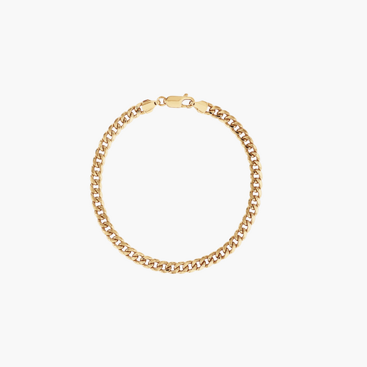 Gold chain bracelet on a white background