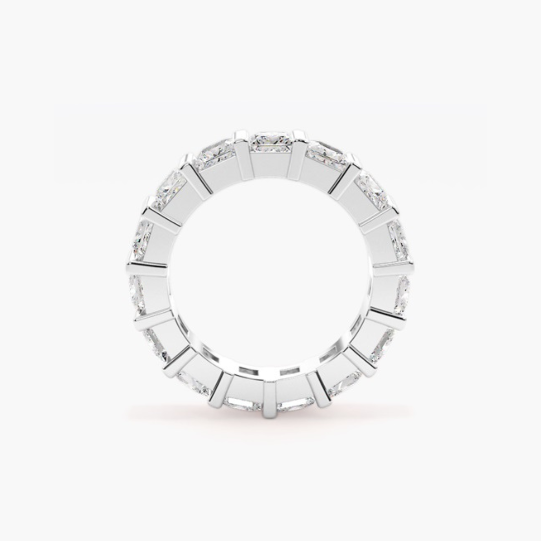 Mary | 18ct White Gold Lab Grown Princess Cut Diamond Eternity Band – 6.72ct D–E/VS