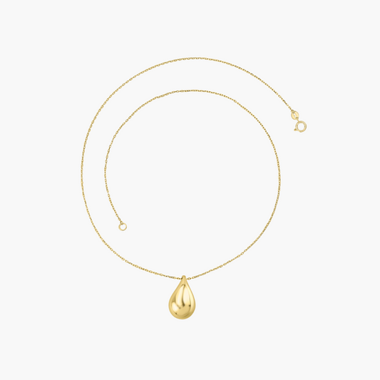 18ct Yellow Gold Tear Drop Pendant with Trace Chain