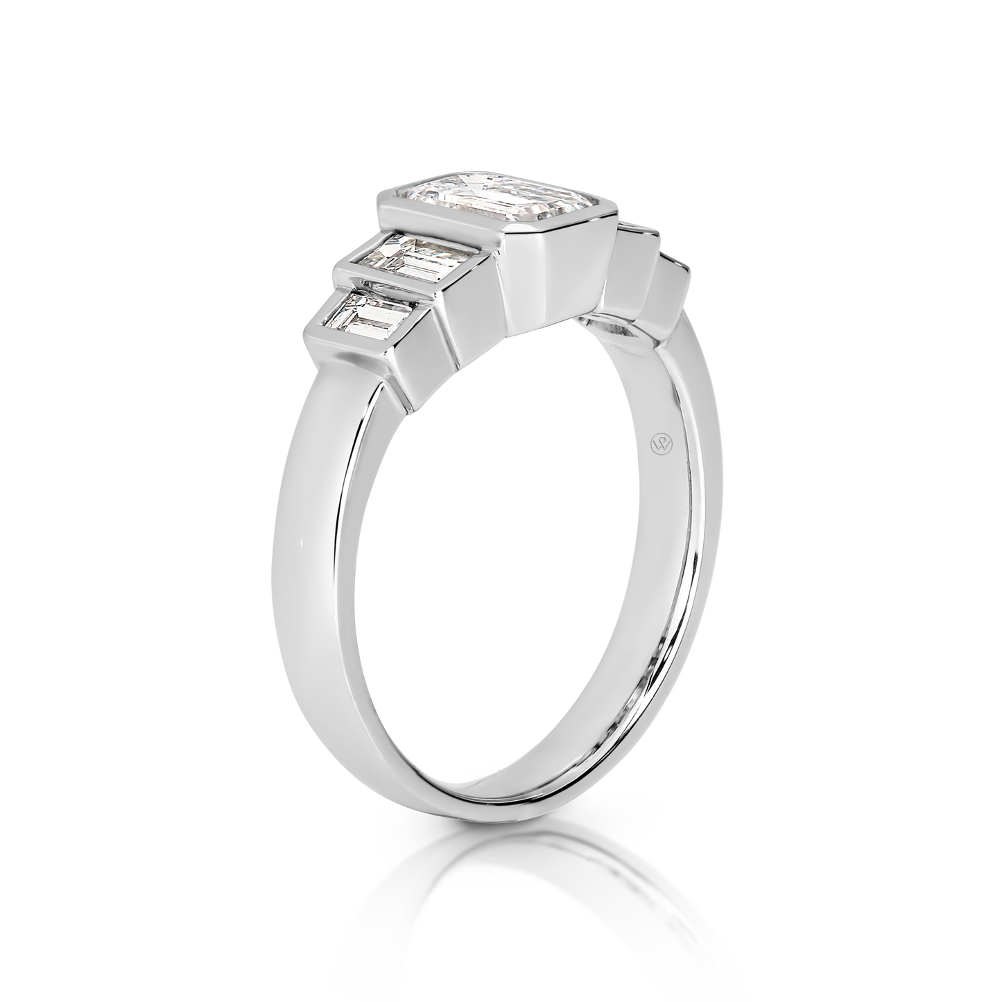 Donna | Bezel Set Engagement ring with Ascent Diamonds on Shoulders