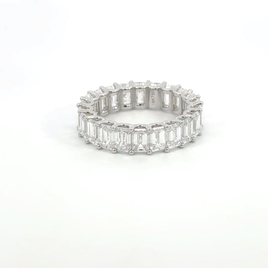 Paige | 18ct White Gold Lab Grown Emerald Cut Diamond Eternity Band – 6.52ct D–E/VS