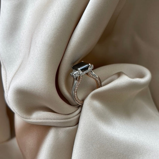 Aela | 4ct Black Diamond Trilogy Engagement Ring