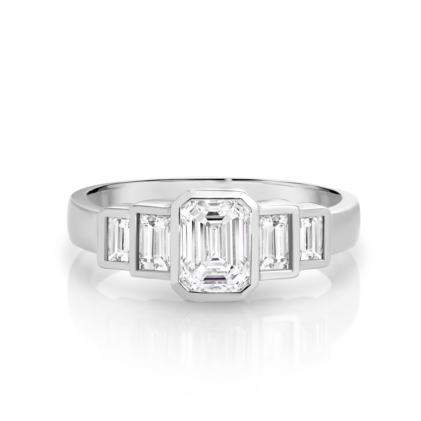 Donna | Bezel Set Engagement ring with Ascent Diamonds on Shoulders