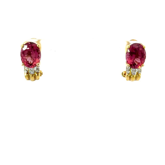 Josephine | 18ct Yellow Gold Tourmaline & Diamond Oval Hook Earrings