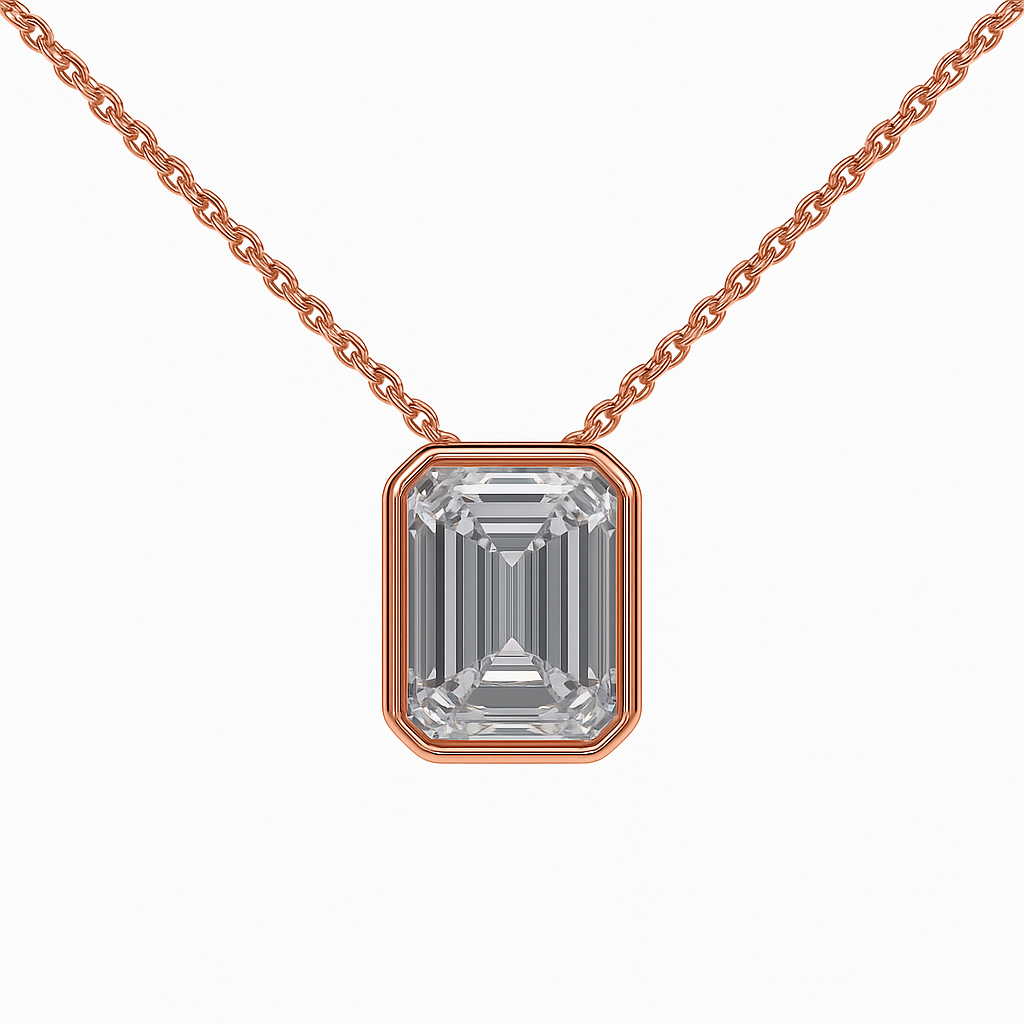 Emerald Cut Bezel Set Pendant