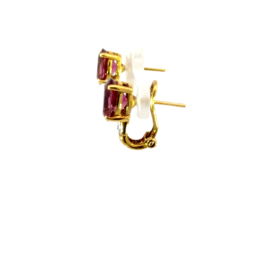 Josephine | 18ct Yellow Gold Tourmaline & Diamond Oval Hook Earrings