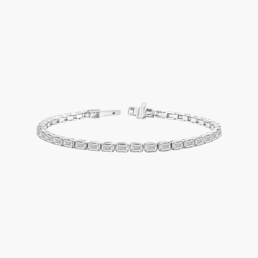 7.25ct Emerald Cut Diamond Tennis Bracelet in 18ct White Gold