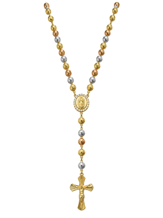 18CT THREE TONE ROSARY