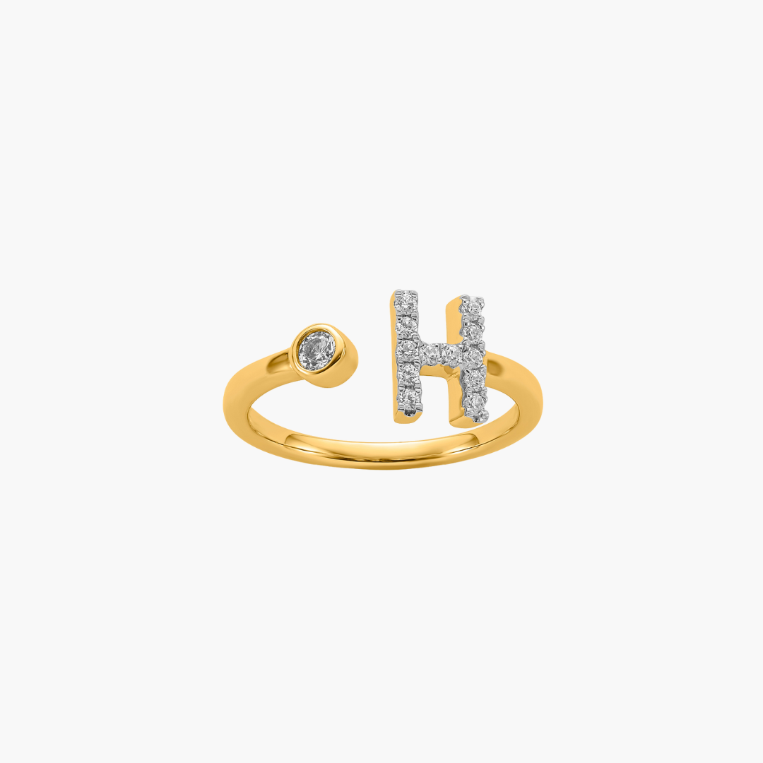 Diamond Initial Ring | 18ct Yellow Gold