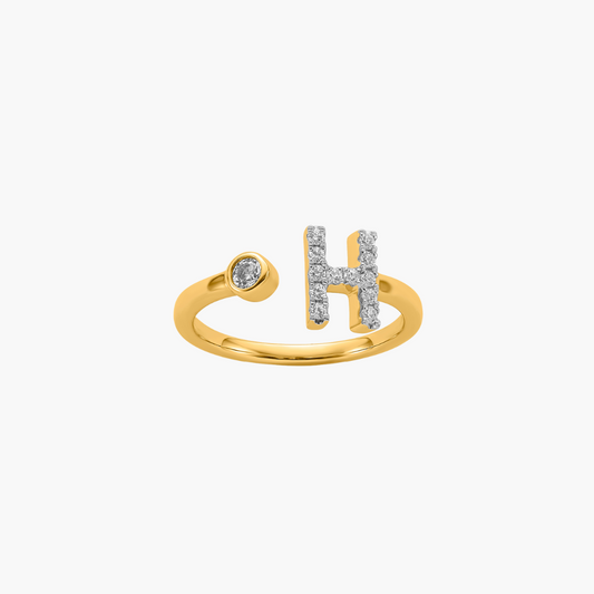 Diamond Initial Ring | 18ct Yellow Gold