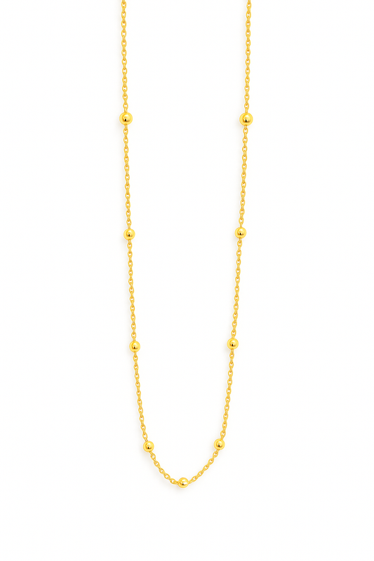 18ct Yellow Gold Beaded Chain Necklace