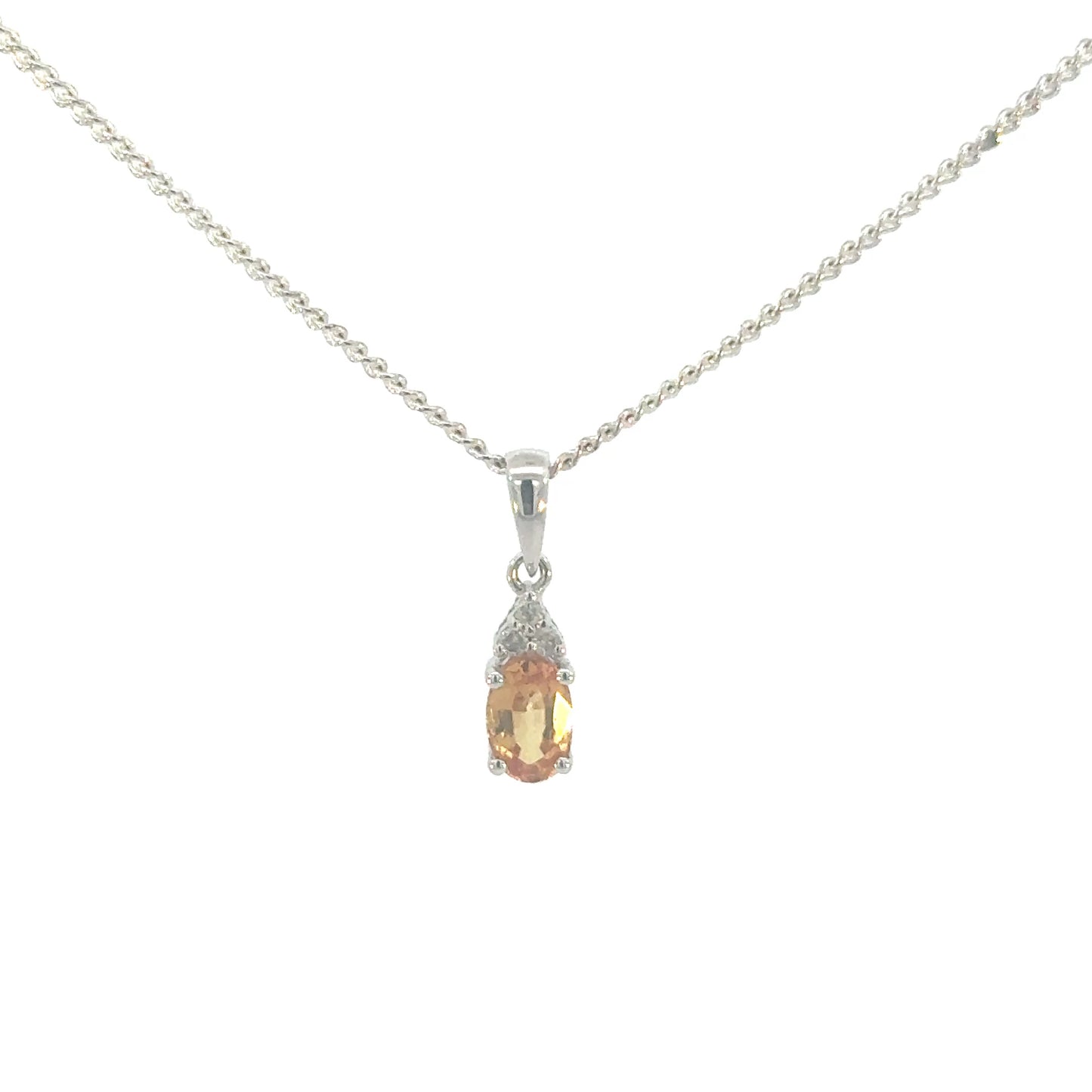 Jai | 14ct White Gold Yellow Sapphire & Diamond Pendant