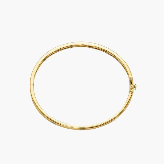 Justin |18ct Yellow Gold Hammer-Set Diamond Bangle