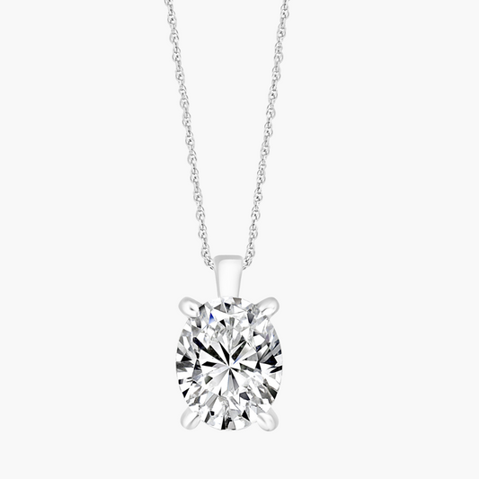 Tsgea| 18ct Gold 1ct Oval F/VS2 Cut Lab Grown Diamond Pendant