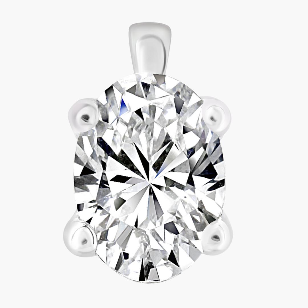 Tsgea | 18ct White Gold 1ct F/VS2 Oval Cut Lab Grown Diamond Pendant