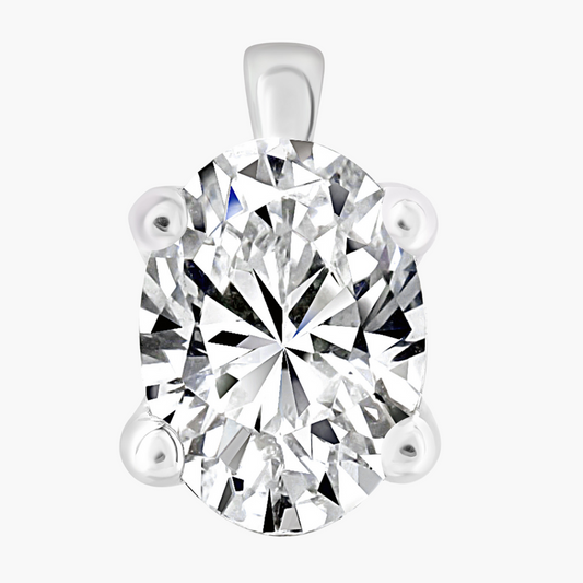 Tsgea | 18ct White Gold 1ct F/VS2 Oval Cut Lab Grown Diamond Pendant