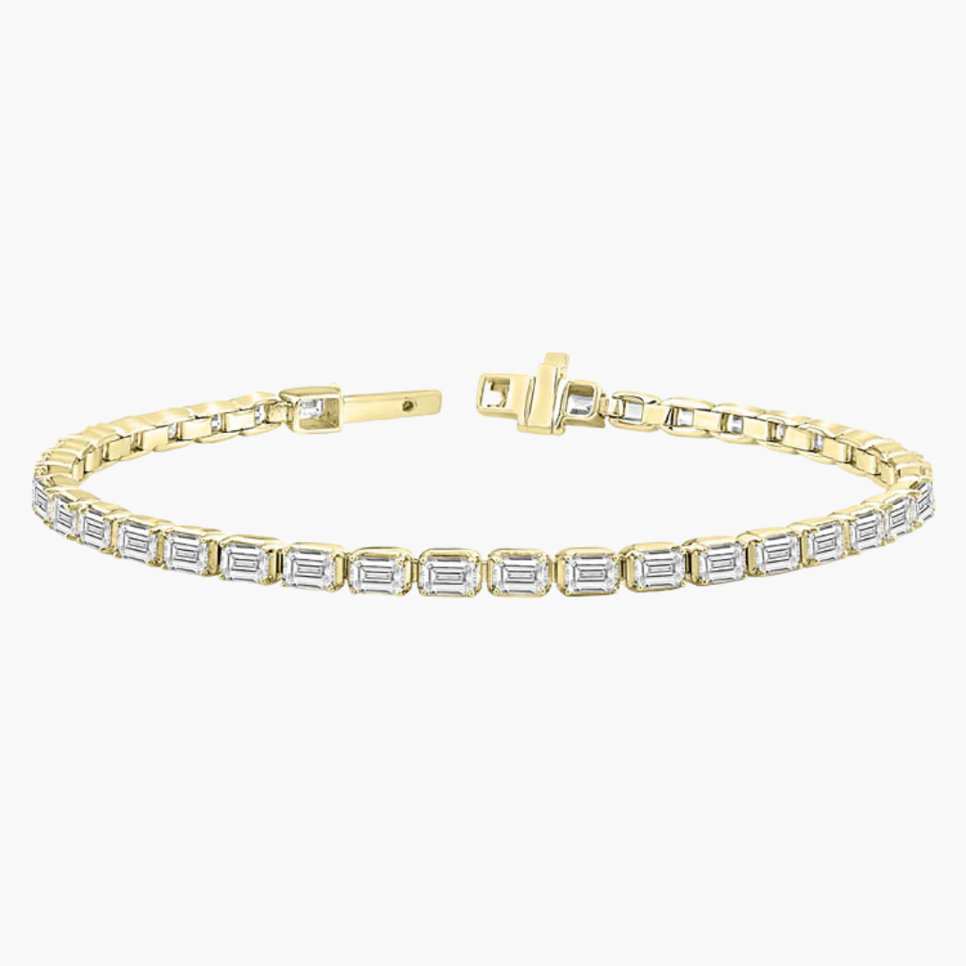7.25ct Emerald Cut Lab Grown Diamond Tennis Bracelet in 18ct Yellow Gold