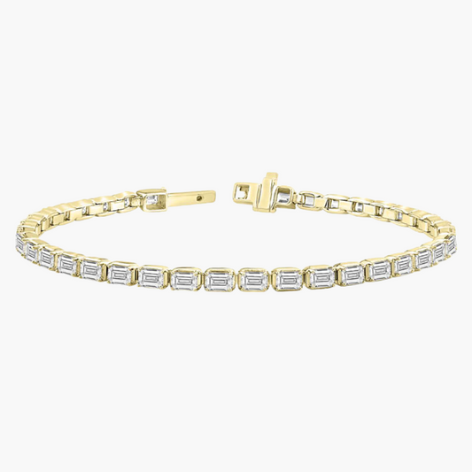 7.25ct Emerald Cut Lab Grown Diamond Tennis Bracelet in 18ct Yellow Gold