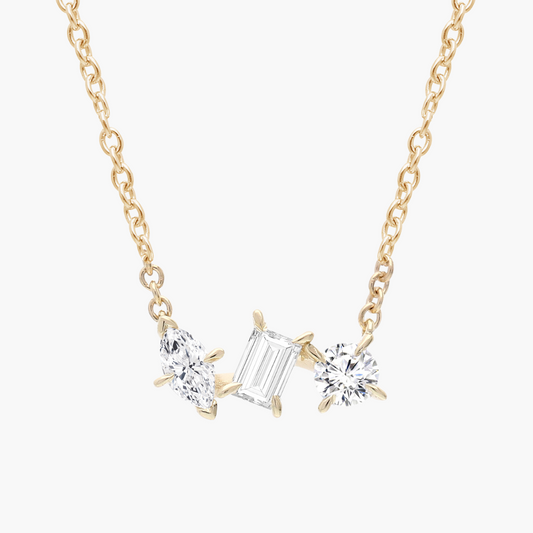 9ct Yellow Gold Trio Lab-Grown Diamond Necklace – 0.23ct F/VS, 40–45cm