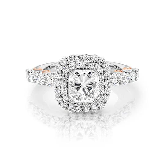Rika | Two-Tone Halo Engagement Rings